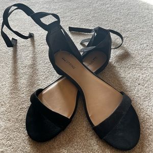 Spring black suede ballet tie sandals size 10